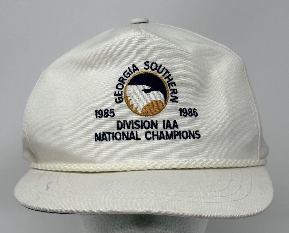 Vintage Georgia Southern Eagles StrapBack Hat White Rope 1985-1986 Champs READ